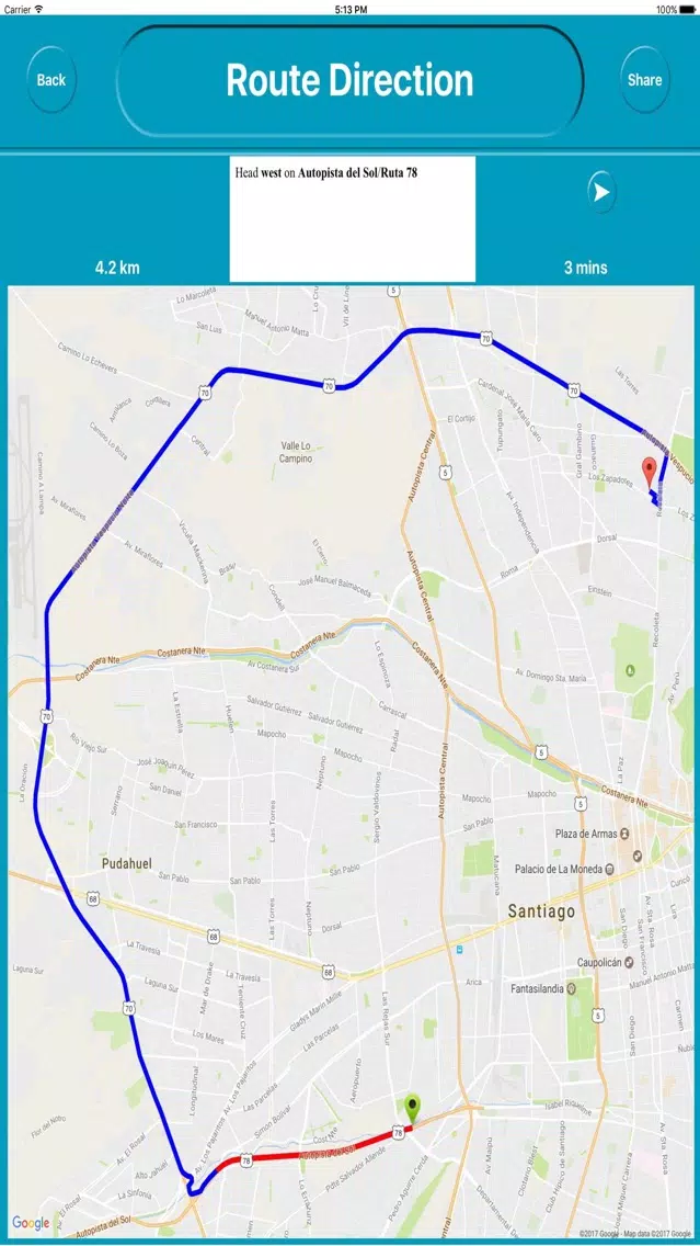 Santiago Chile Offline City Maps with Navigation Screenshots