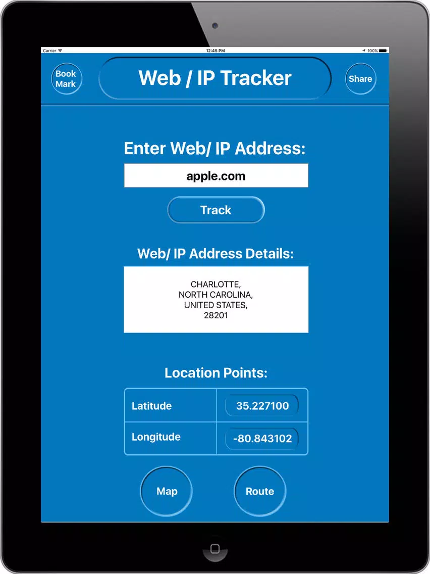 IP Address Tracker iPad Screenshots