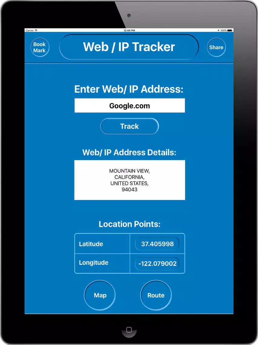 IP Address Tracker iPad Screenshots