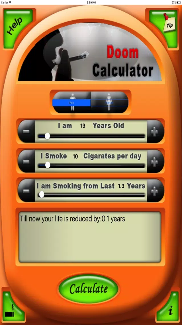 Smoking Risk Calculator Screenshots