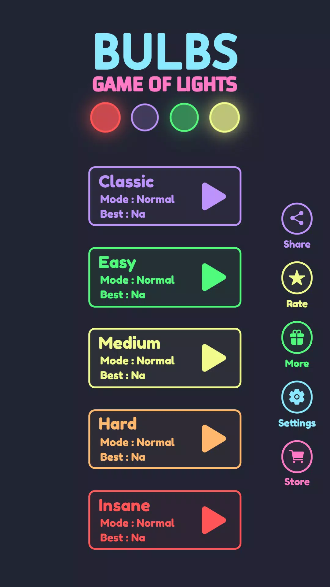 Bulbs - A game of lights Screenshots