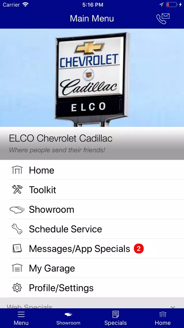 Ảnh chụp màn hình của ELCO Chevrolet Cadillac MLink