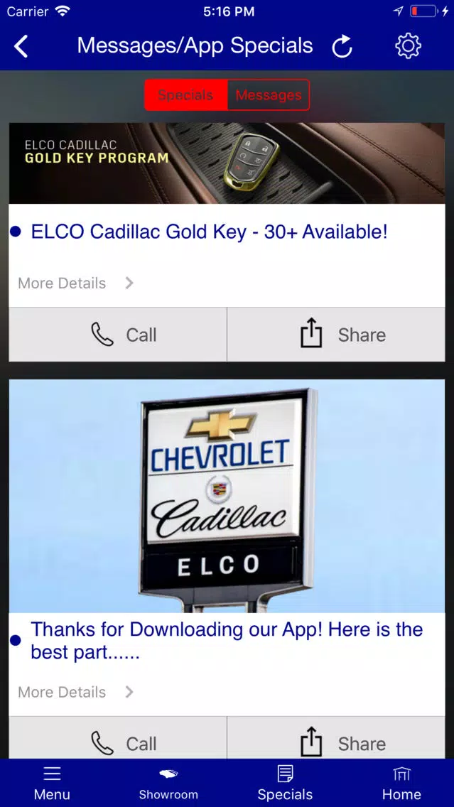 Ảnh chụp màn hình của ELCO Chevrolet Cadillac MLink
