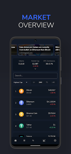 Vision: Bitcoin Crypto Wallet Screenshots