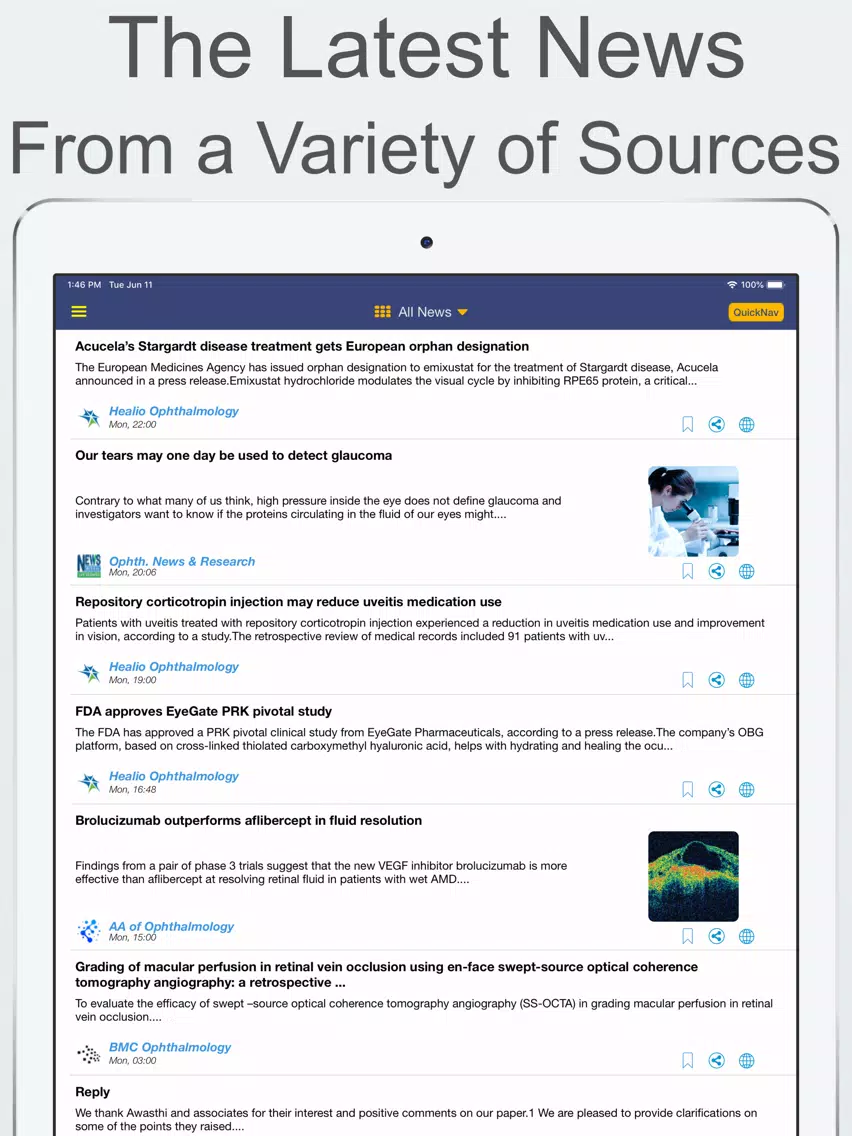 inSights & Ophthalmology News iPad Screenshots
