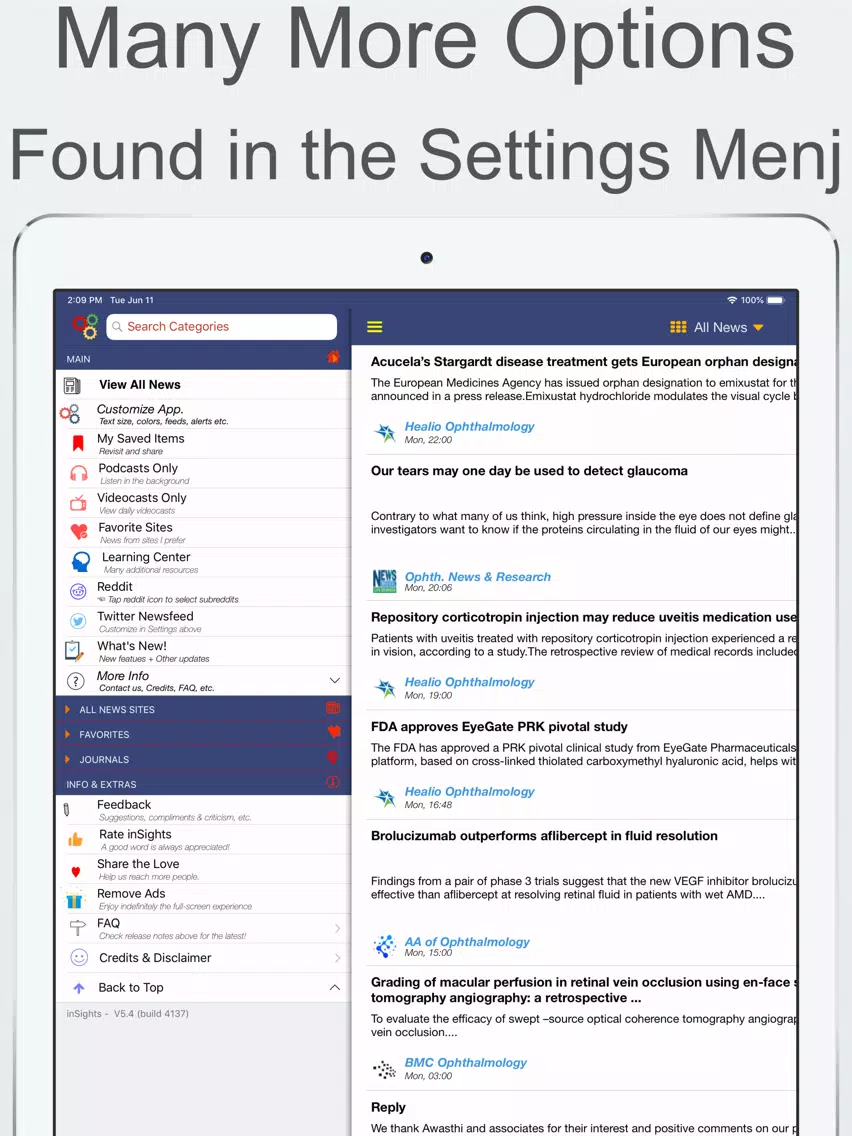 inSights & Ophthalmology News iPad Screenshots