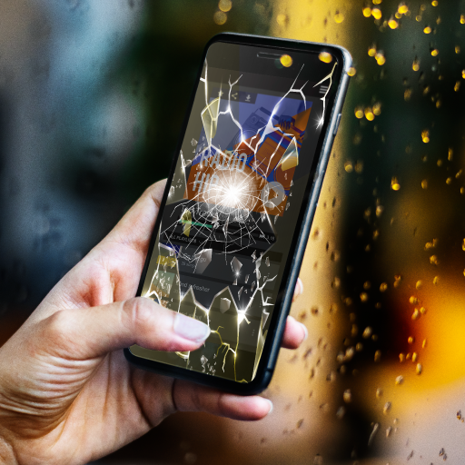 Broken Screen with Fire & Bomb