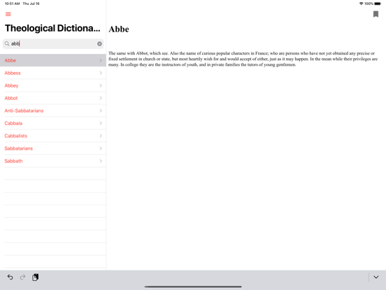 Theological Dictionary:Offline iPad Screenshots