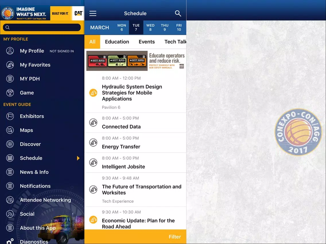 CONEXPO-CON/AGG and IFPE 2017 Official Mobile App iPad Screenshots