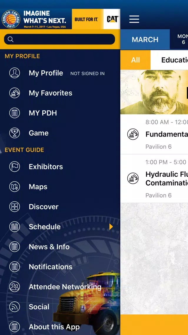 CONEXPO-CON/AGG and IFPE 2017 Official Mobile App Screenshots