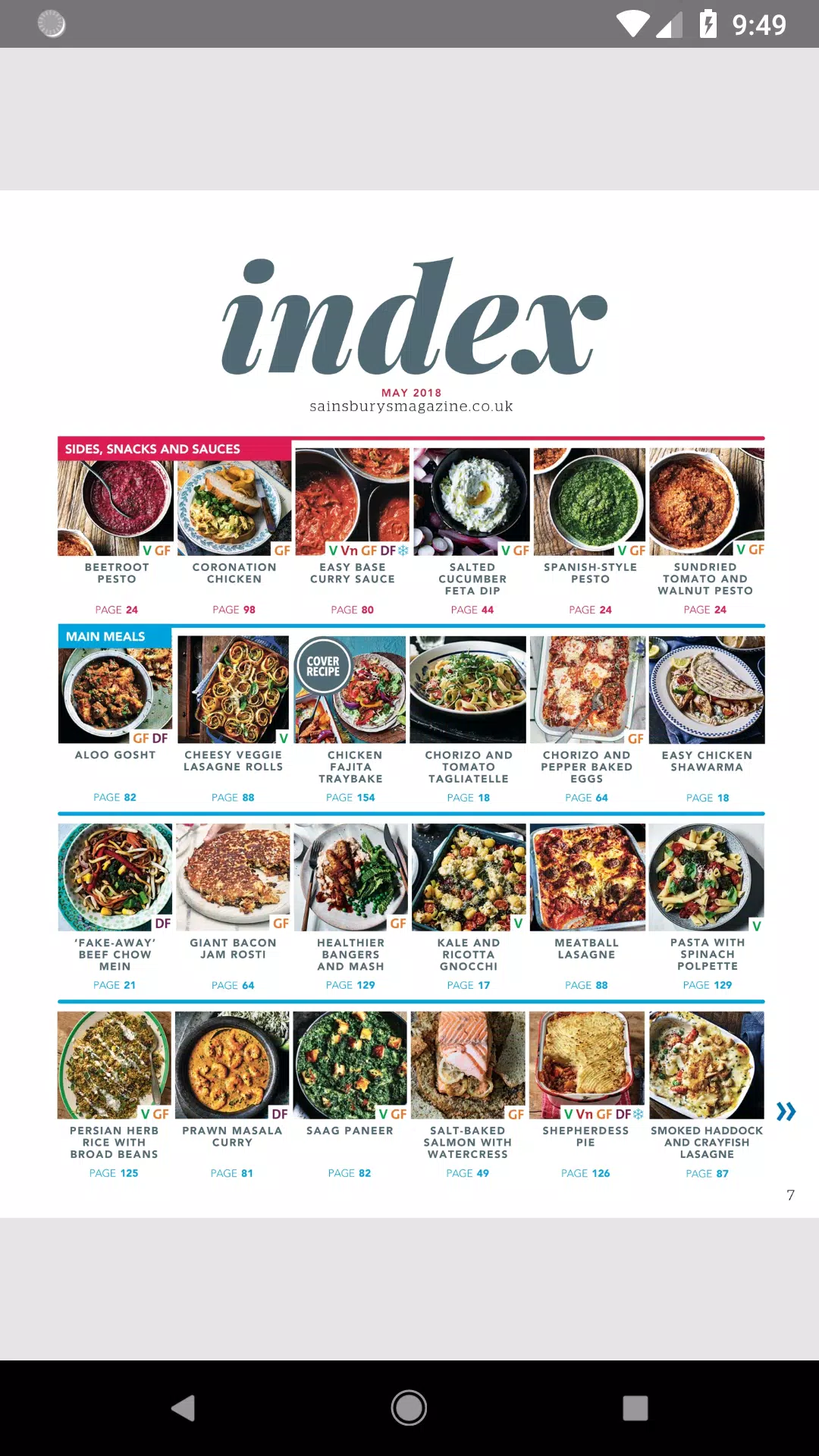 Screenshot di Sainsbury's magazine