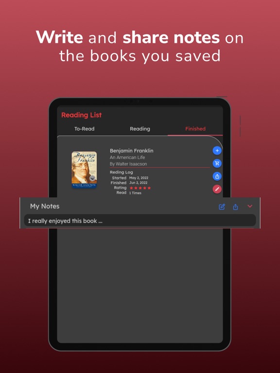 Bookshelf: Book Tracker, Club iPad Screenshots