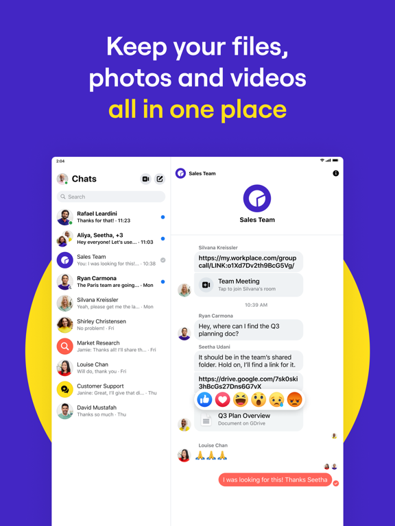 Workplace Chat from Meta iPad Screenshots