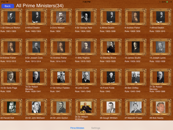 Australian Prime Ministers iPad Screenshots