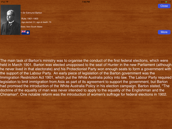 Australian Prime Ministers iPad Screenshots
