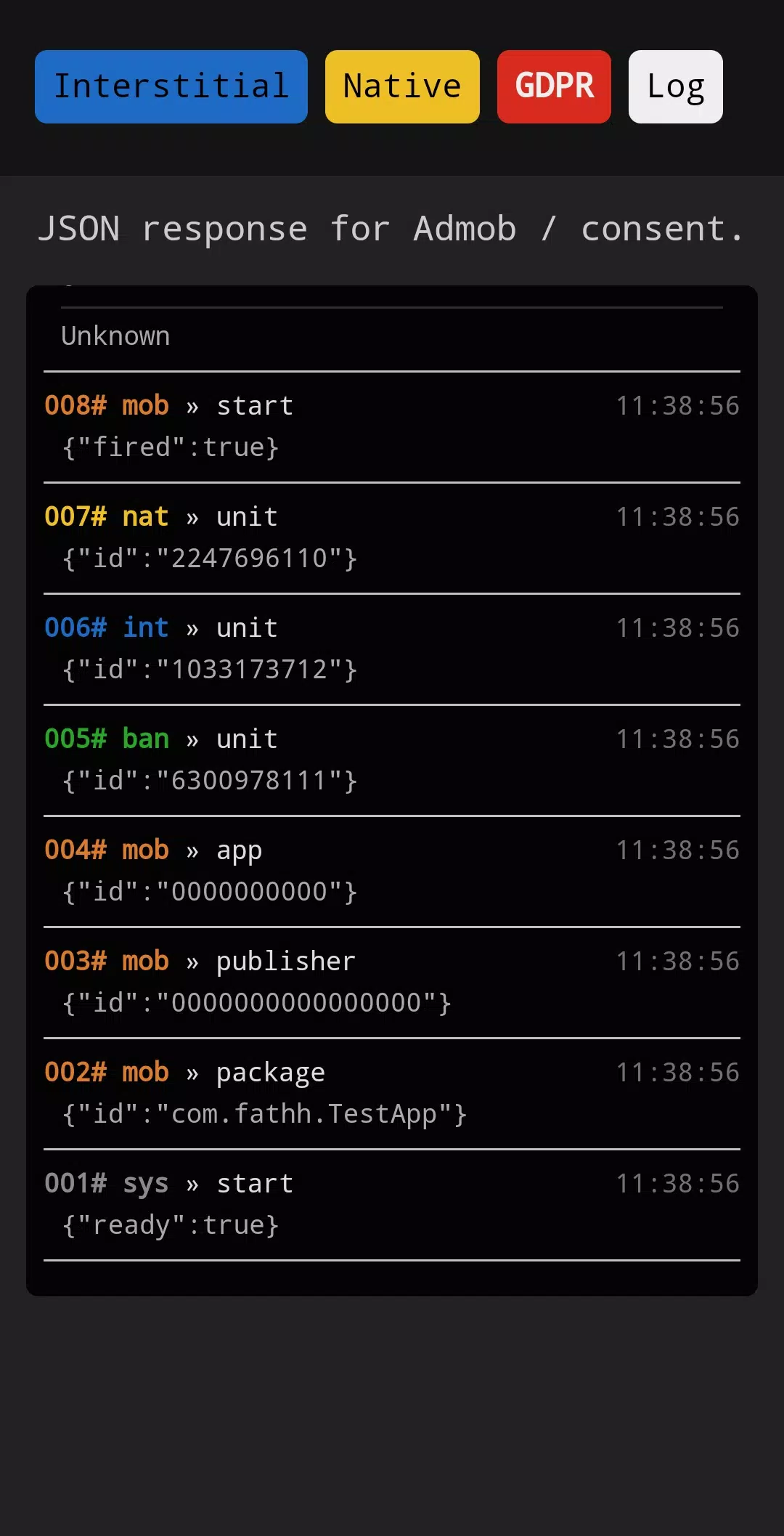 AdMob Tester Screenshots