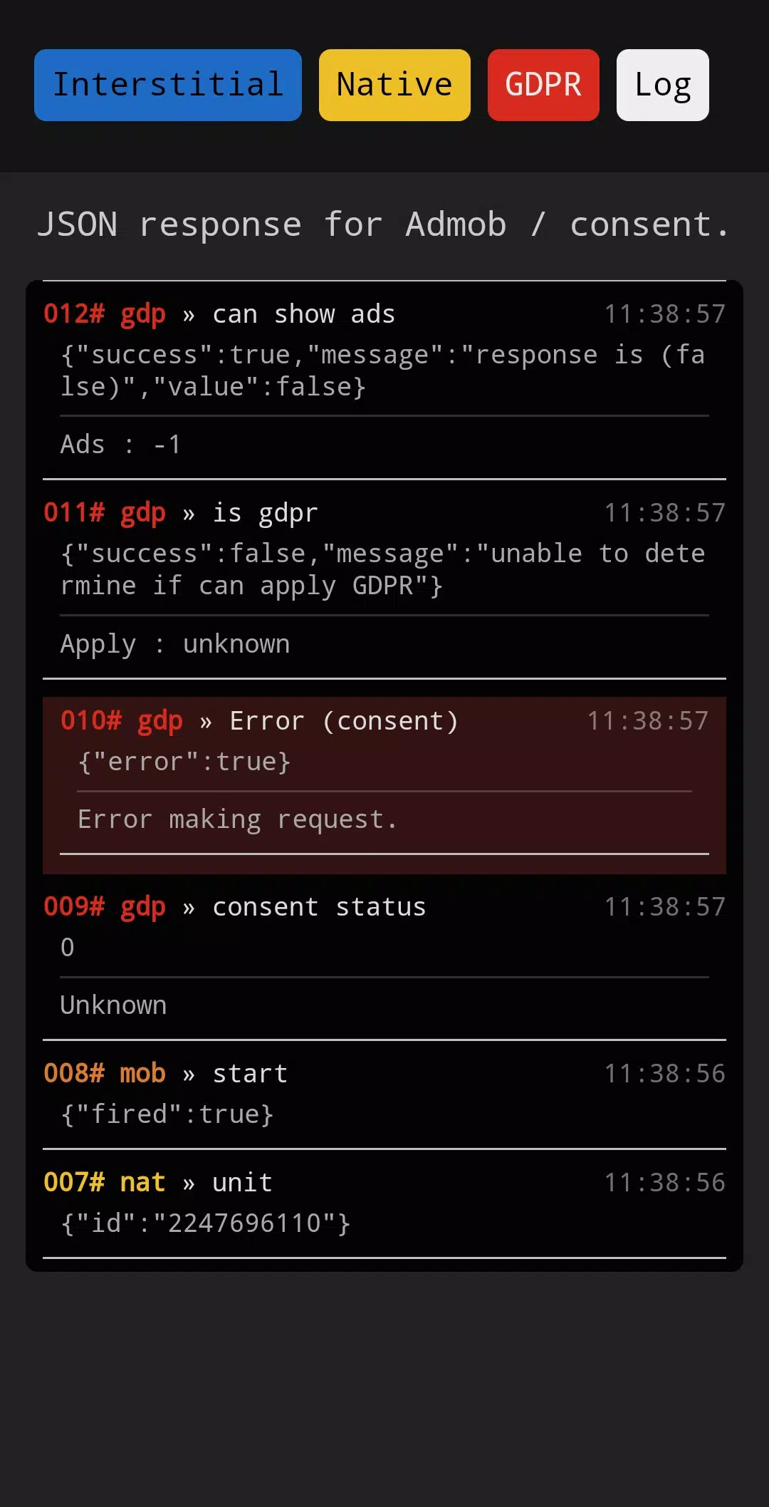 AdMob Tester Screenshots