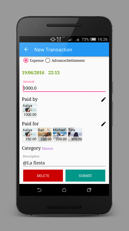 Expense Splitter Screenshots