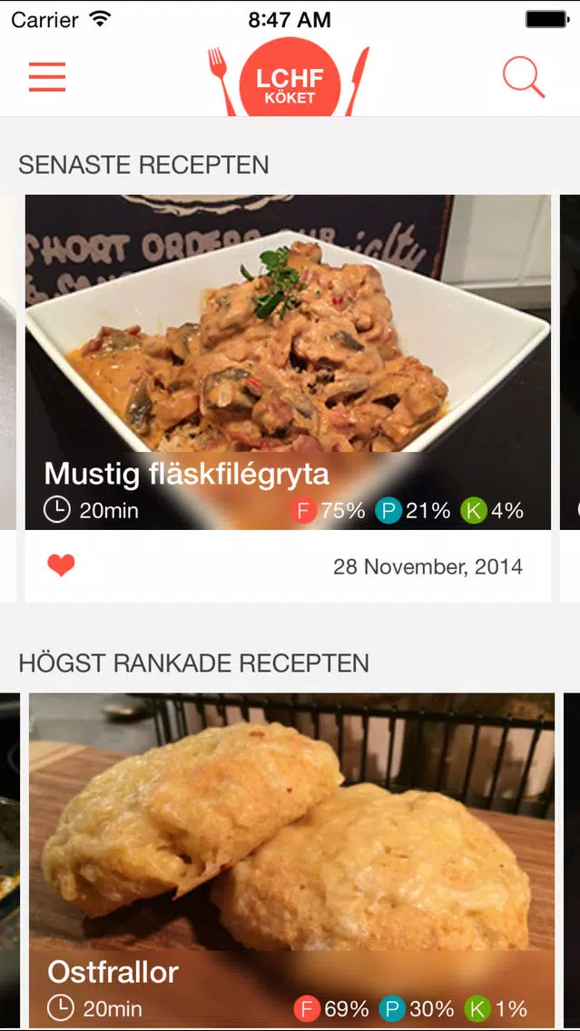 LCHF-Köket Pro - Recept för lågkolhydratkost Screenshots