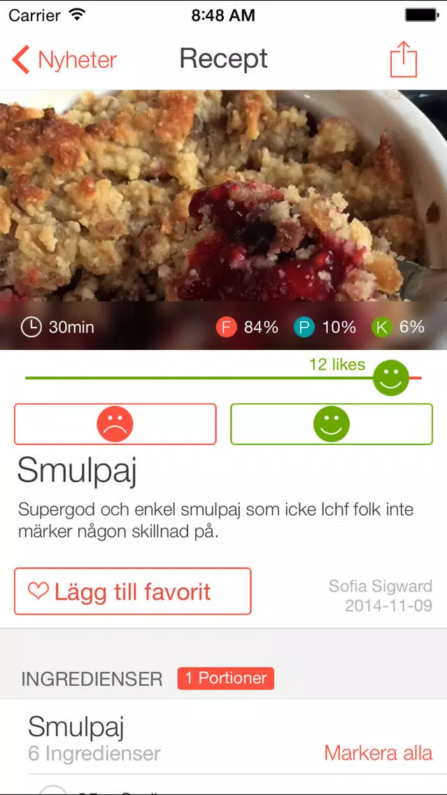 LCHF-Köket Pro - Recept för lågkolhydratkost Screenshots