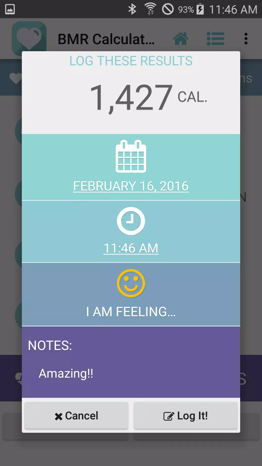 BMR Calculator Screenshots