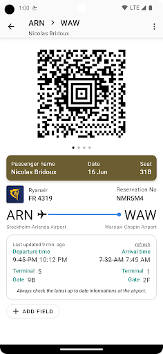 Flight Boarding Pass Wallet Screenshots