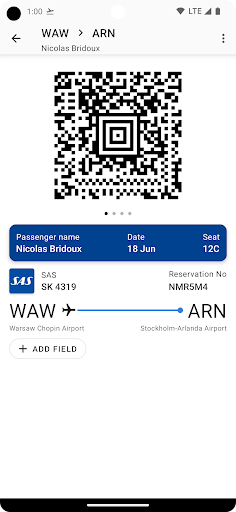 Flight Boarding Pass Wallet Screenshots