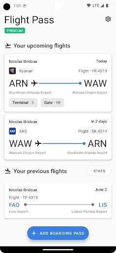 Flight Boarding Pass Wallet Screenshots