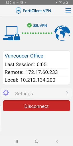 Capturas de pantalla de FortiClient VPN