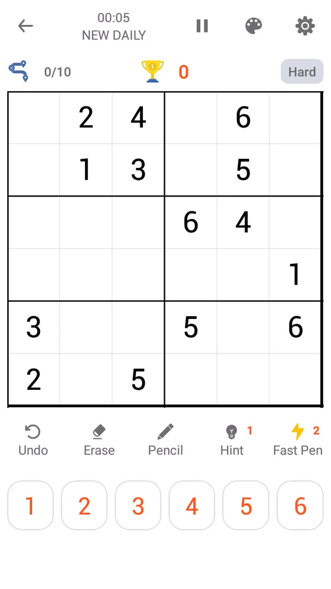 6x6 Classic Sudoku Screenshots