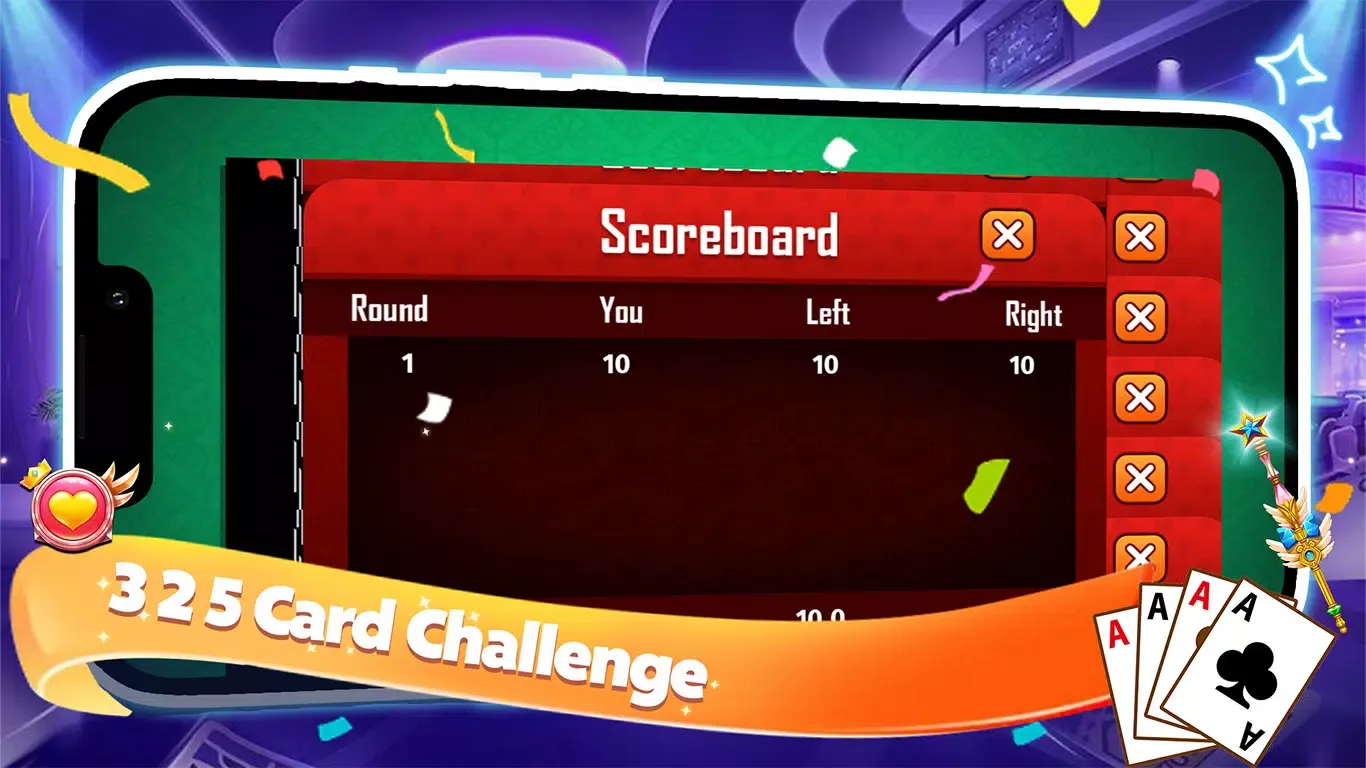 3 2 5 Card Challenge Game Screenshots