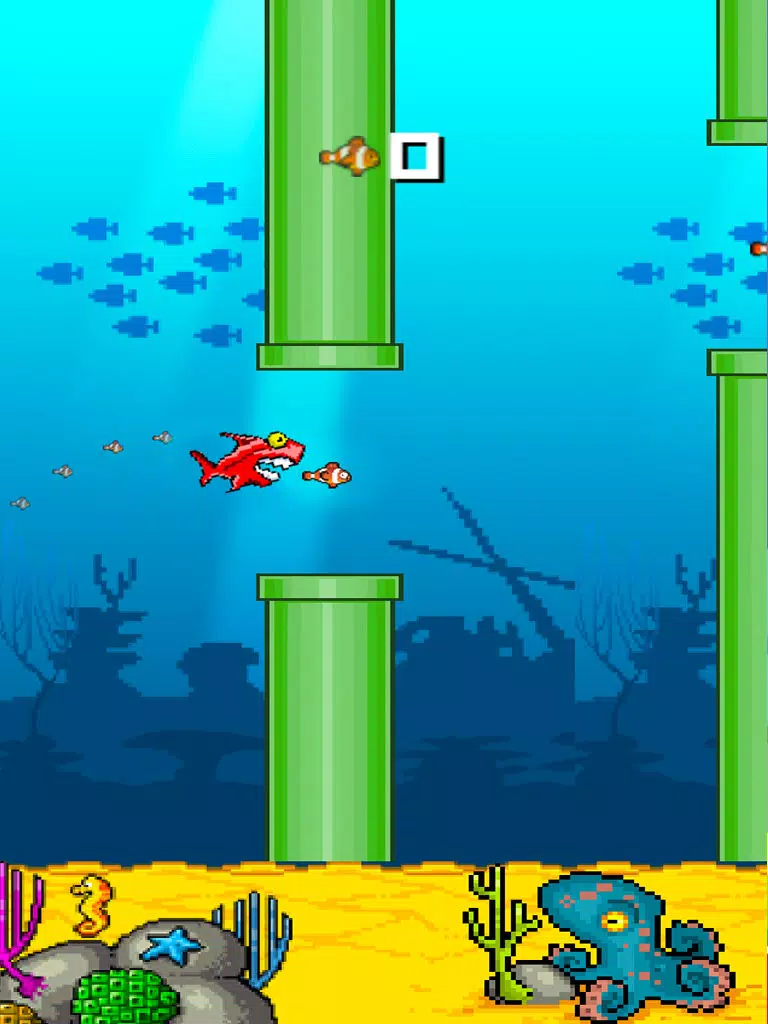 A Flappy Mega Shark FREE: Eats Tiny Bird Fish Adventure iPad Screenshots
