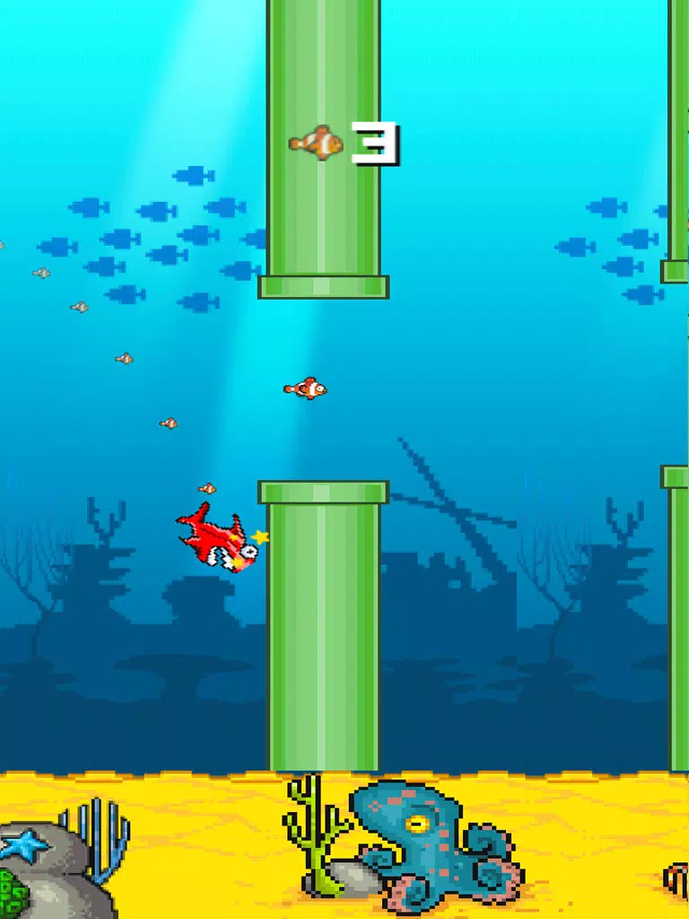 A Flappy Mega Shark FREE: Eats Tiny Bird Fish Adventure iPad Screenshots