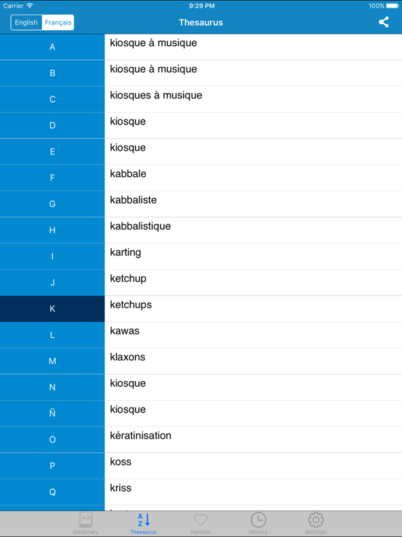 French To English & English to French Dictionary iPad Screenshots