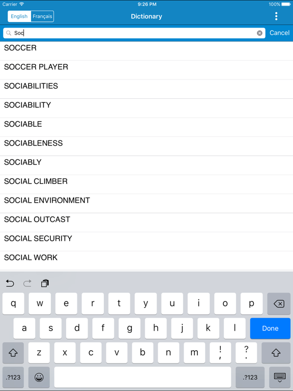 French To English & English to French Dictionary iPad Screenshots