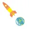 Star and spaceship sticker