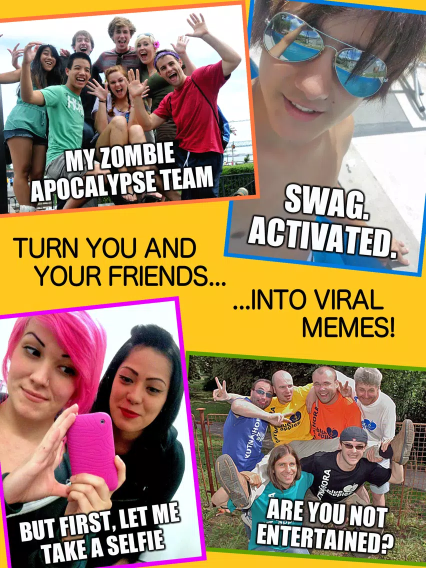 Taking Selfies With Friends - Add Funny Captions and Create Viral Meme Pictures to Share from any Party or Selfie Photo iPad Screenshots