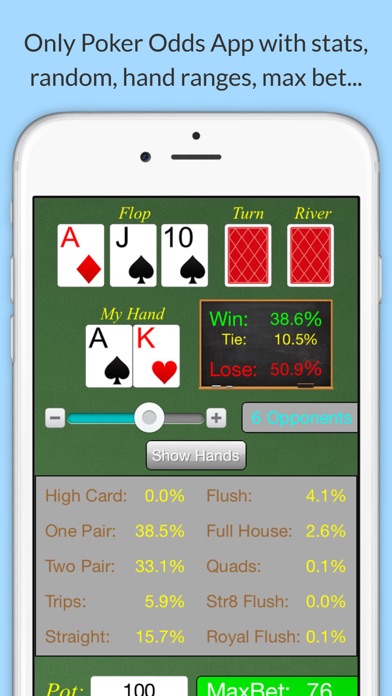 Max Bet Poker Odds Calculator Screenshots
