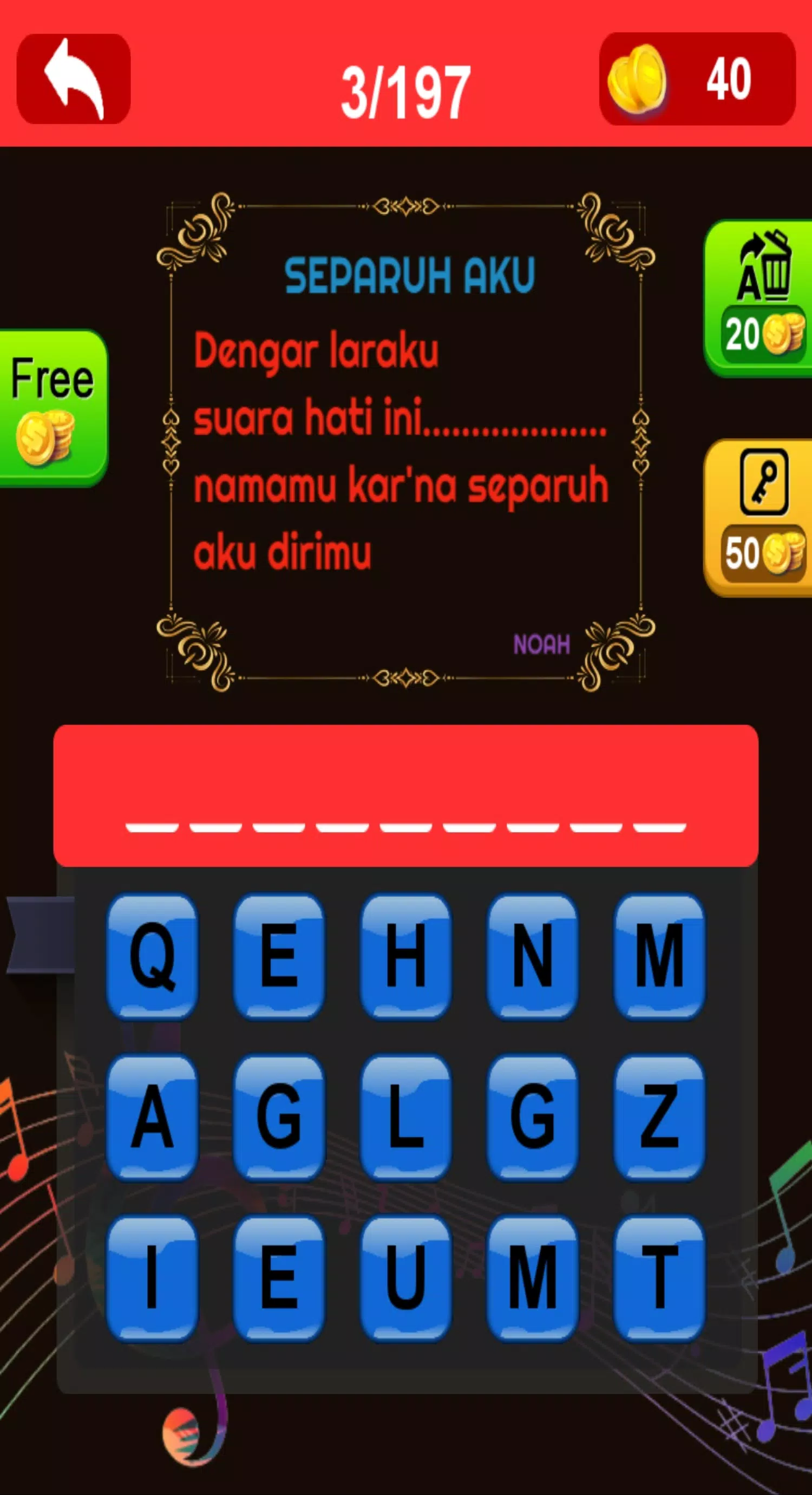 Song Lyrics Quiz Screenshots