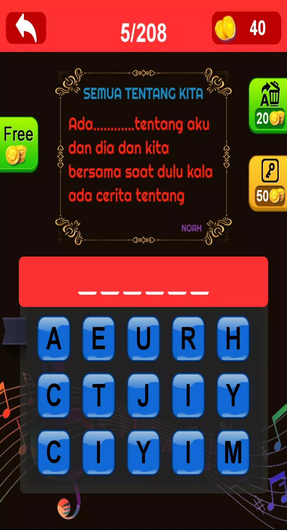 Song Lyrics Quiz Screenshots