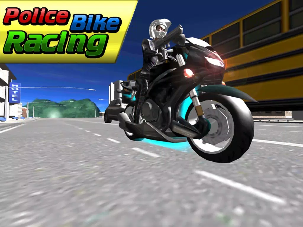 Police Bike Racing Simulator 3D – Chase & Shoot Crime Town Street Robbers Cars as an police moto driver iPad  Ekran Görüntüleri