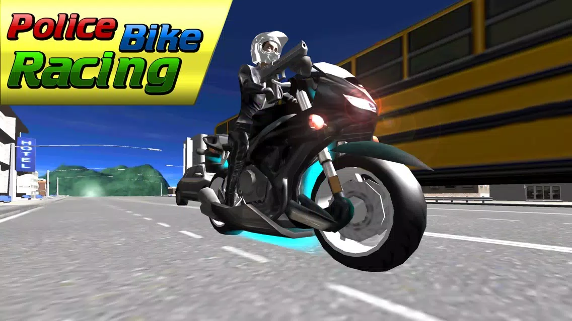 Police Bike Racing Simulator 3D – Chase & Shoot Crime Town Street Robbers Cars as an police moto driver Ekran Görüntüleri