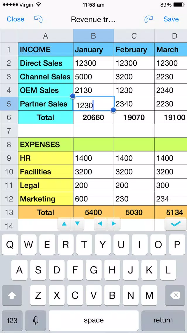 Spreadsheet touch: For Excel style spreadsheets Screenshots