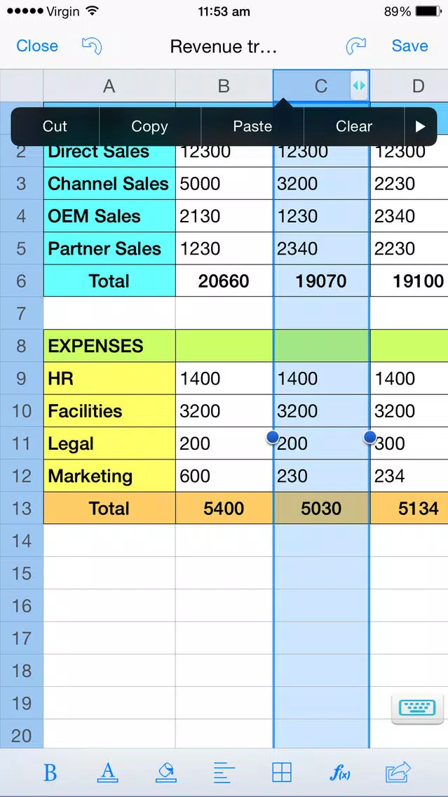 Spreadsheet touch: For Excel style spreadsheets Screenshots