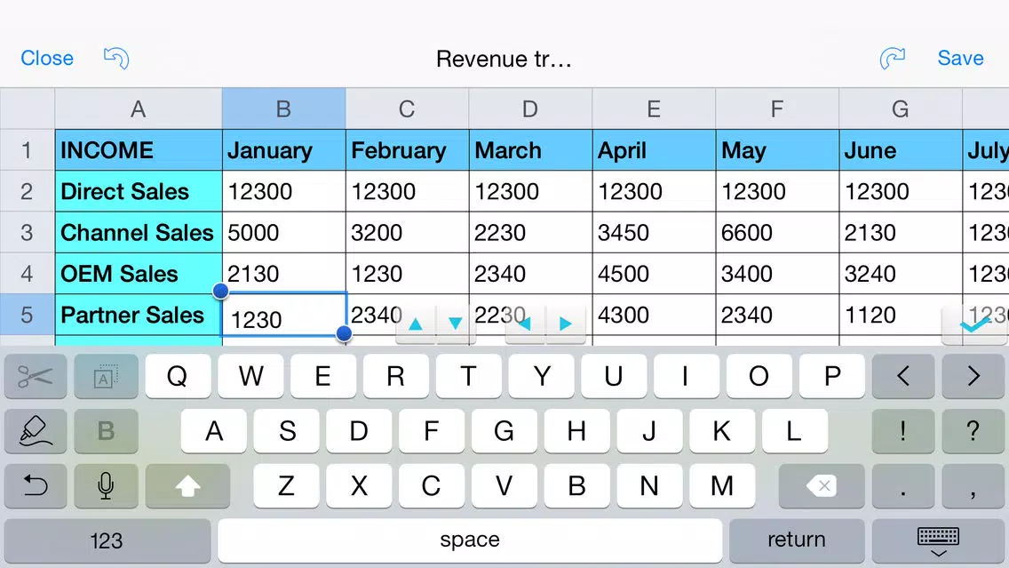 Spreadsheet touch: For Excel style spreadsheets Screenshots