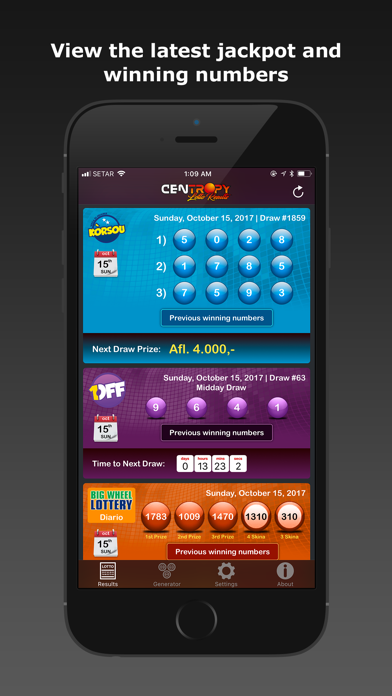 Centropy Lotto Results Screenshots