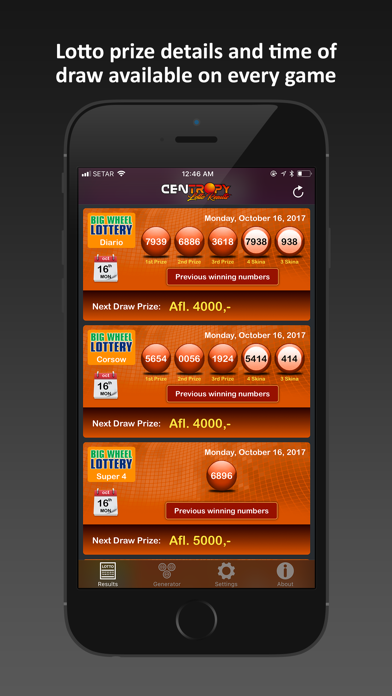 Centropy Lotto Results Screenshots