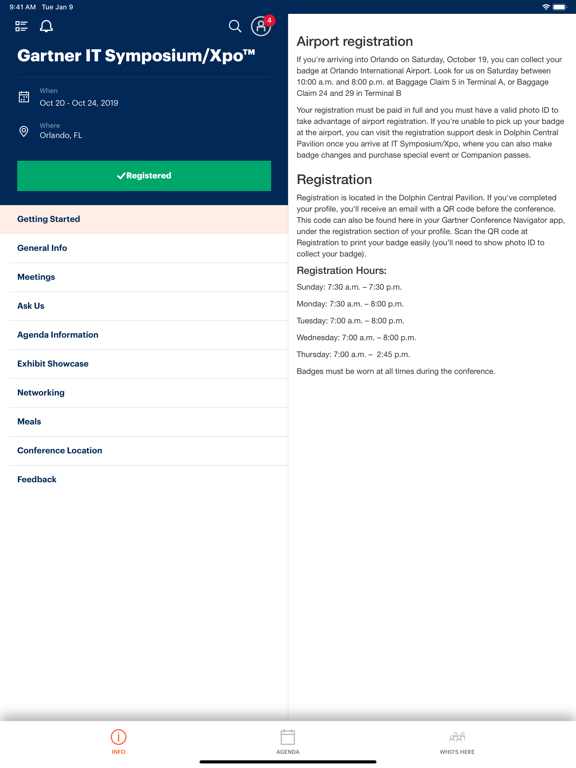 Gartner Conference Navigator iPad Screenshots