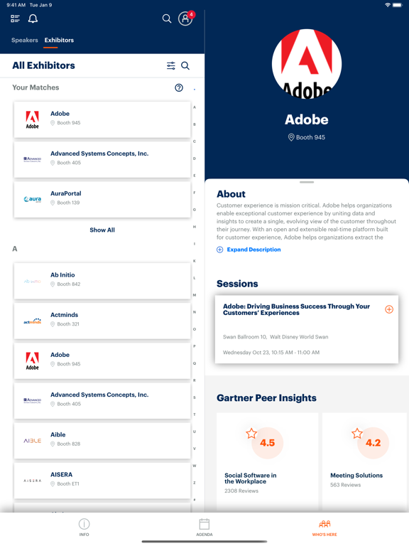 Gartner Conference Navigator iPad Screenshots