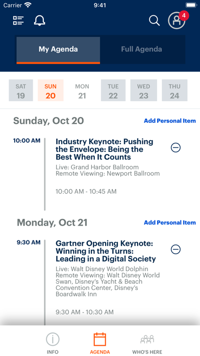Gartner Conference Navigator Screenshots